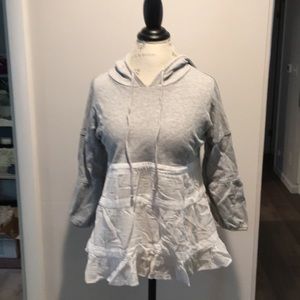 Free People Fleece/Gauze Hoodie Size Medium